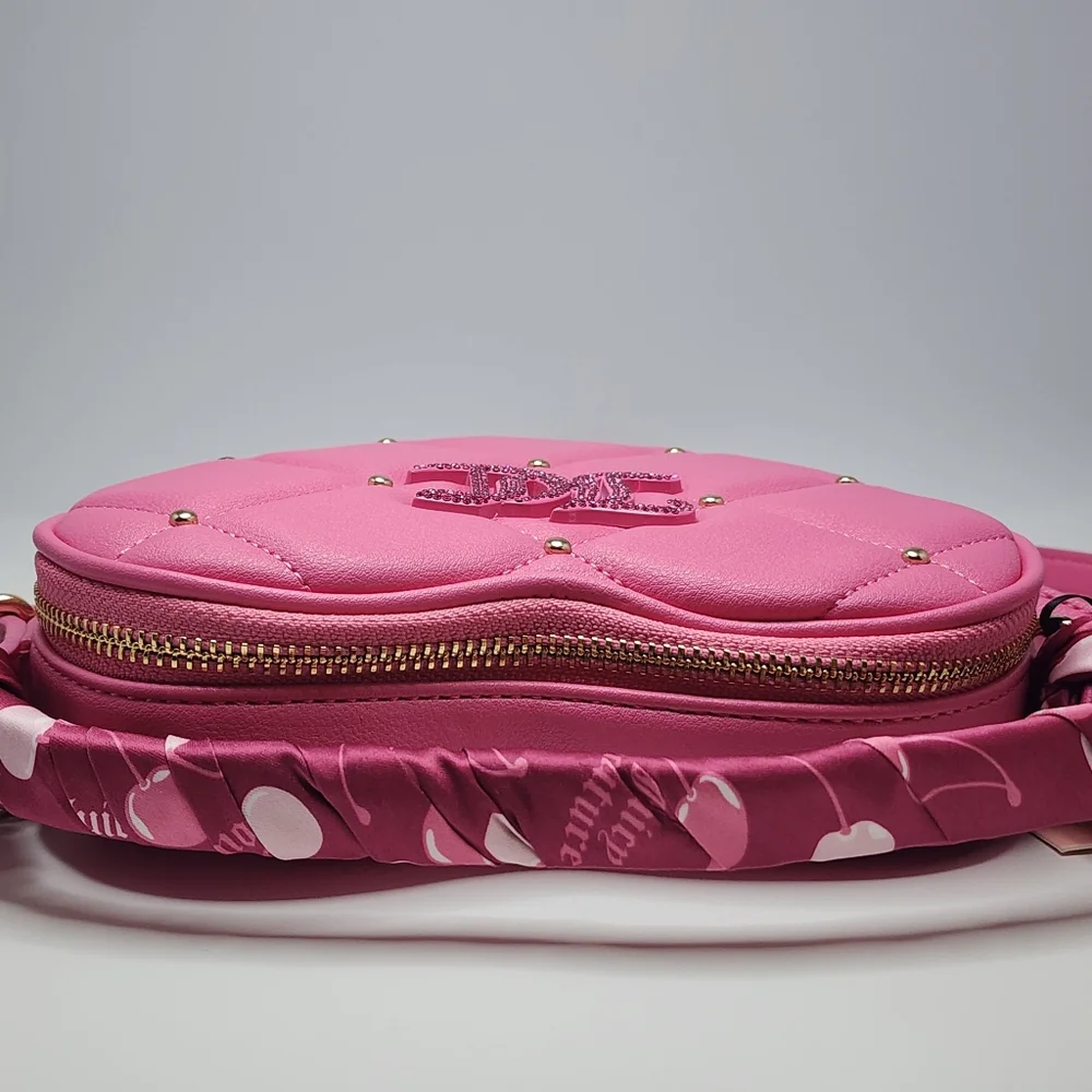 Juicy Couture Pink Quilted Heart Crossbody Bag NWT Gold Studs & JC Logo